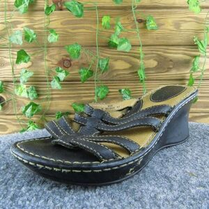 Born BC3029 Women Slide Sandal‎ Shoes Black Leather Size 8 Medium